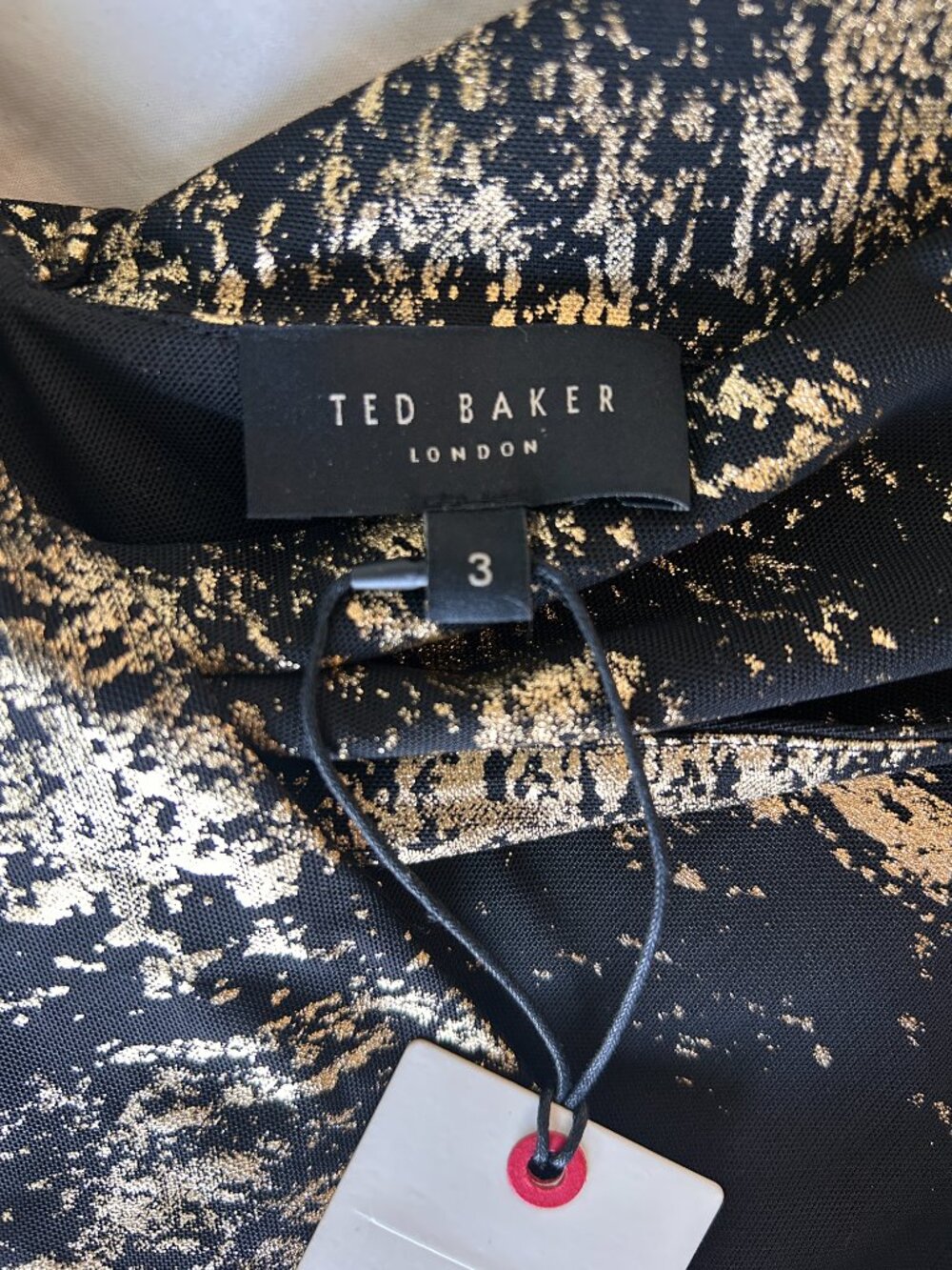 Ted Baker Talular Bardot Foil Mesh Silk Top - SIZE 3 - Picture 5 of 6